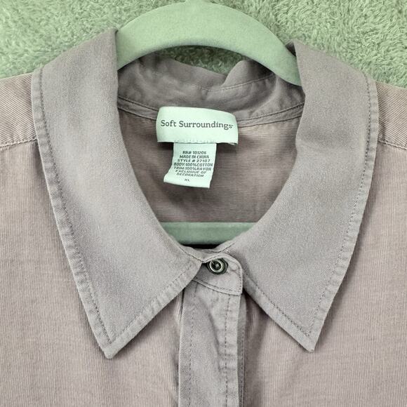 Soft Surroundings Top XL Lavender Button Up Corduroy Embroidered Western Angel - Picture 6 of 15